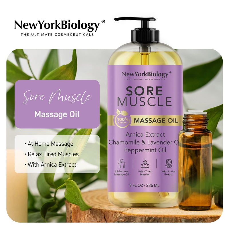 [Australia] - New York Biology Sore Muscle Massage Oil 8 Fl Oz ‚Äì Made with 100% Natural Oils ‚Äì Soothing Body Massage Oil - Absorbs Easily 8 Fl Oz (Pack of 1) 