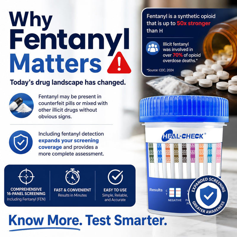[6 Pack] HEAL-CHECK 16 Panel Drug Test Kit with Fentanyl for Home,Workplace | Multi Drug Test Cup, Screens THC FEN AMP BUP BAR BZO COC MET MDMA OPI MTD OXY PCP PPX TCA TML, Covers More Drug Classes Test 6 PACK