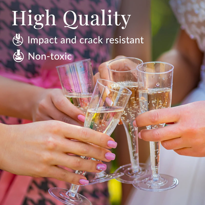 [Australia] - Prestee 24 Pack Disposable Clear Champagne Flutes for Parties, Weddings, Mimosa Bars - Plastic Toasting Glasses With Mimosa Glasses 24 Count (Pack of 1) 