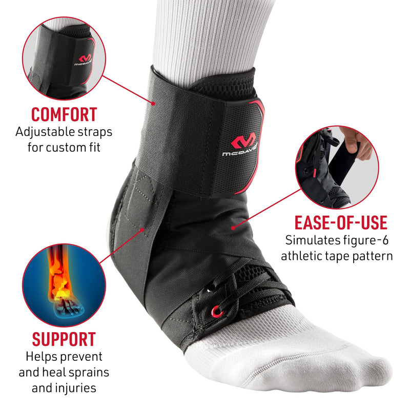 [Australia] - McDavid Ankle Brace Ultralight for Sprained Ankle, Figure 8 Ankle Braces, Lace up Ankle Brace, Ankle Braces for Men and Women, Ankle Support Brace and Stabilizer Medium Black 
