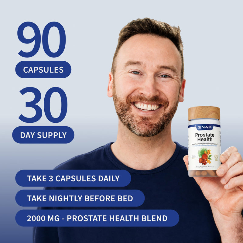 Snap Supplements Prostate Health Supplements for Men, 90 Vegan Capsules | Supports Urinary Tone and Healthy DHT Balance, Saw Palmetto for Men, Stinging Nettle, Beta-Sitosterol, Non-GMO, Gluten-Free 90 Count (Pack of 1)