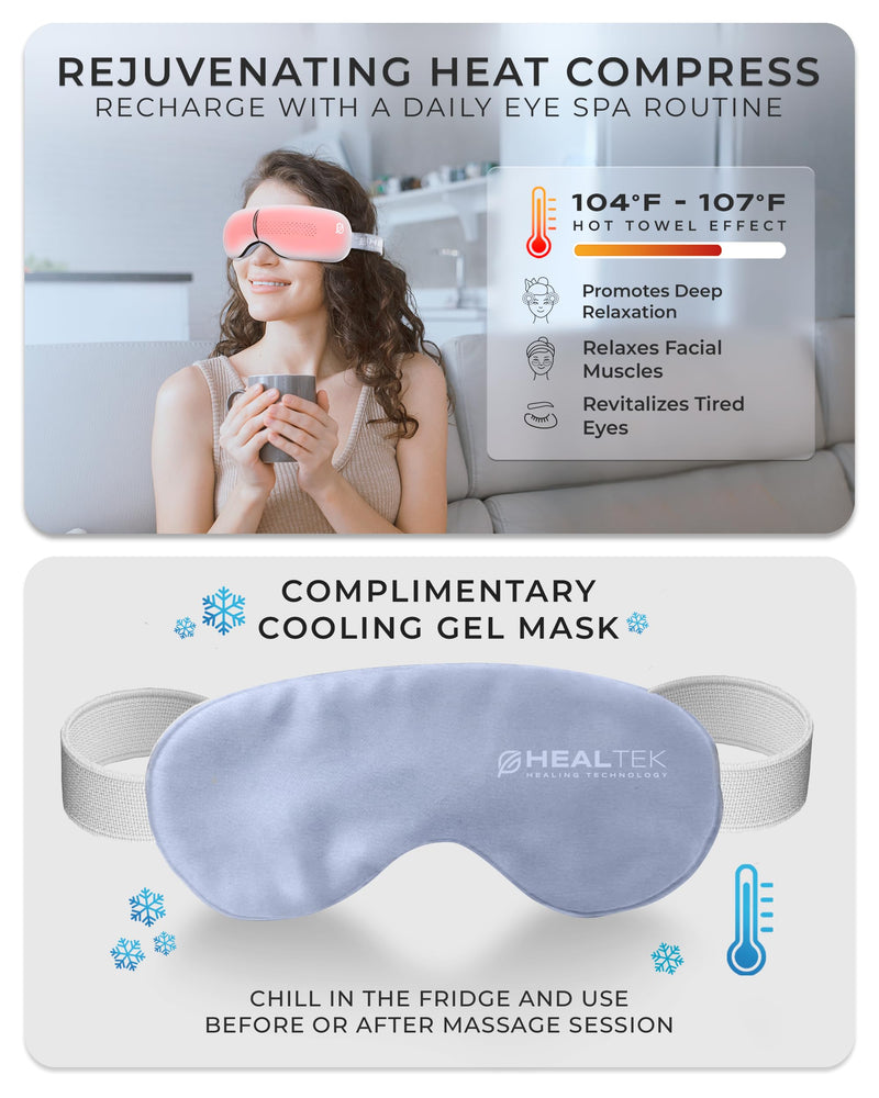 [Australia] - Premium Eye Massager with Heat & Cooling Gel Mask Heated Eye Massager for Migraine w Bluetooth & White Noise Massaging Mask for Tension & Stress Relief, Birthday Gift 