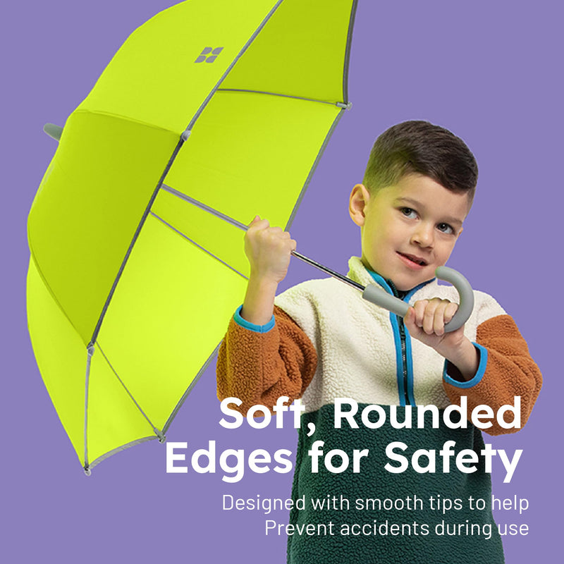 Weatherman Umbrella for Kids - Kids Umbrella Girls Boys Toddlers Child - Soft Edges, Pinch-Proof, Comfortable Grip Design - Lightweight, Stick, Durable Travel Kids Outdoor Umbrella Going to School, Park & Beach Neon Yellow