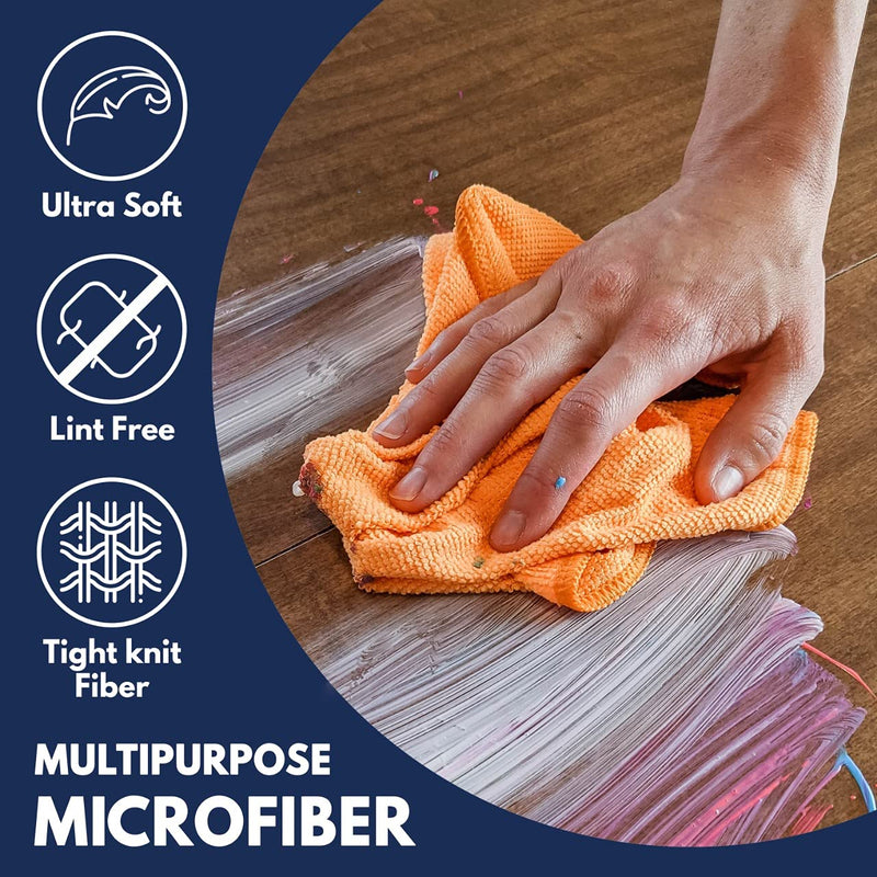 [Australia] - Microfiber Cleaning Cloth - (12x11 inches) High Performance - Ultra Absorbent Weave Traps Grime & Liquid for Streak-Free Mirror Shine - Lint Free Towel - 12x11 Inch (Pack of 8) 