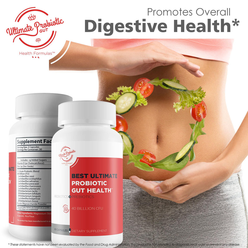 Best Ultimate Probiotic Gut Health - Our Best Total Gut Probiotic - Ultimate 11 Strain Probiotics & Prebiotic Formula to Restore Gut Health - Leaky Gut Supplement - Acid Reflux Probiotics