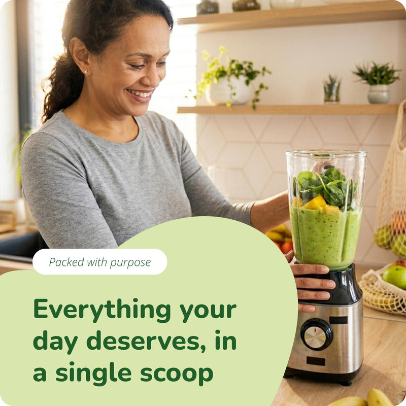 Vegavero Super Greens Powder | 20+ Superfood Ingredients | Morning Complete | Adaptogens, Mushrooms, Algae, Probiotics & Fibre | with Standardised Extracts | Vegan & Gluten-Free