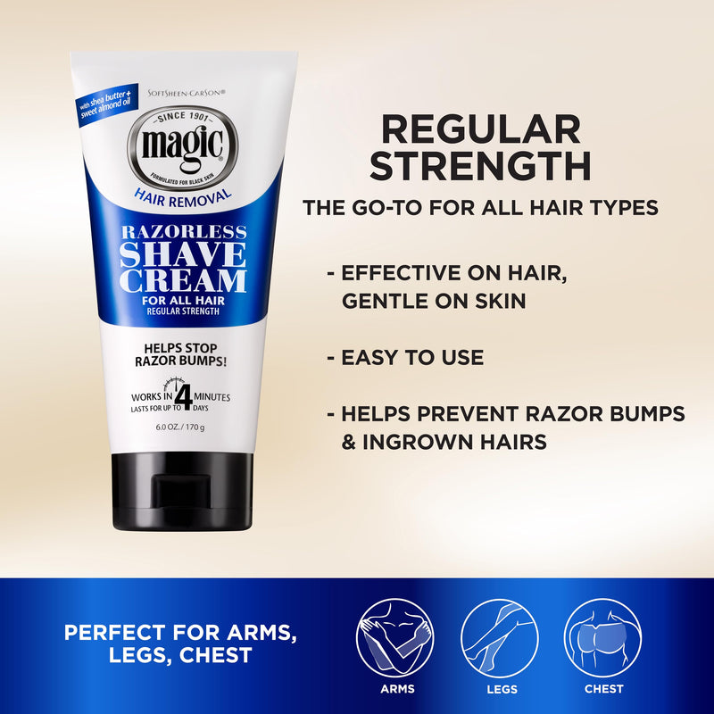 [Australia] - SoftSheen-Carson Magic Razorless Shaving Cream, Depilatory Hair Removal Cream for Body Hair, Regular Strength, Works in 4 Minutes, 2 Count 6 Ounce (Pack of 2) 