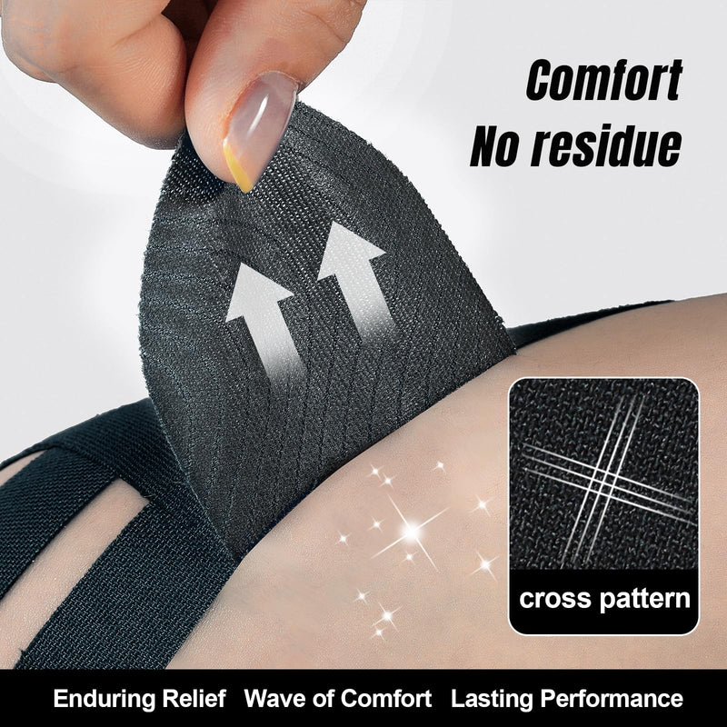[Australia] - Waterproof Kinesiology Tape for Shoulders/Knees, 10 Precut Strips for Knee Pain Relief & Stability Support (Black), Elastic Strong Adhesive Athletic Tape, Latex-Free Hypoallergenic Sports Tape 10 Pcs Black 