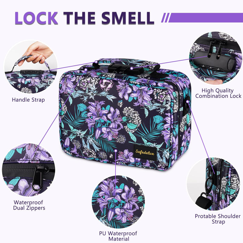 [Australia] - Smell Proof Bag with Combination Lock Odor Proof Bag Lockable Set, Smoking Tobacco Pipe Accessories Carbon Lining Durable Organizer Medicine Bags Odorless Pouch Great Gifts for Women(Purple) Purple 