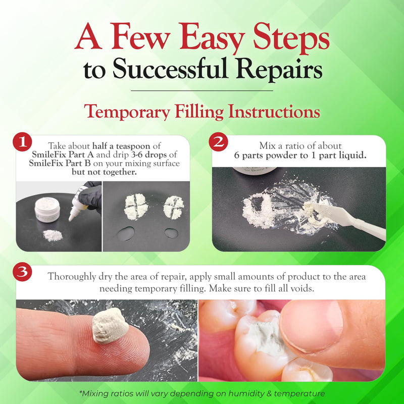 [Australia] - BF Products SmileFix Filling, Cap, Crown & Bridge Dental Repair Kit - Sturdy Zinc Oxide & Eugenol Oil Cement - Temporary Teeth Fix - Glue for Crowns & Bridges - Tooth Repairs - Smile Confidently 