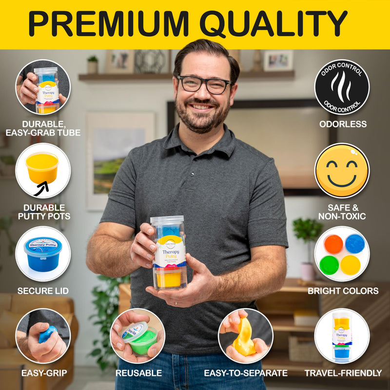 [Australia] - Putty for Adults and Kids - Hand Equipment Occupational Tools - Hand Exercise Putty Physical Therapy Putty Kit - Hand Therapy Tools - Multi Color Set of 4 Strengths, 3 Oz Each 