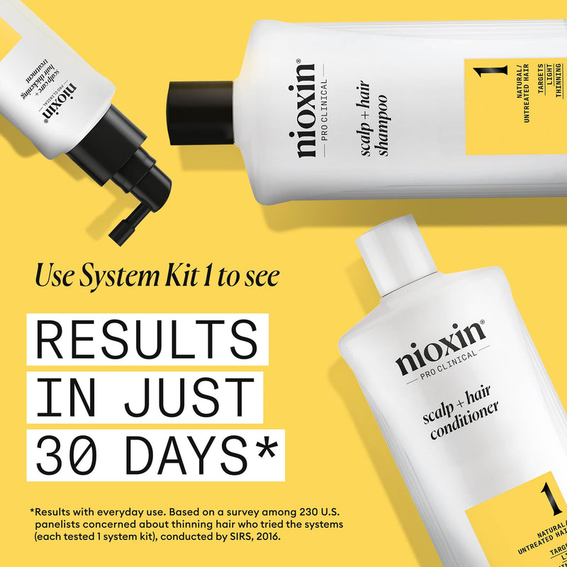 Nioxin System 1 Scalp + Hair Thickening Shampoo | For Natural Hair with Light Thinning | Strengthen Against Breakage with Niacinamide & Biotin 33.8 Fl Oz (Pack of 1)