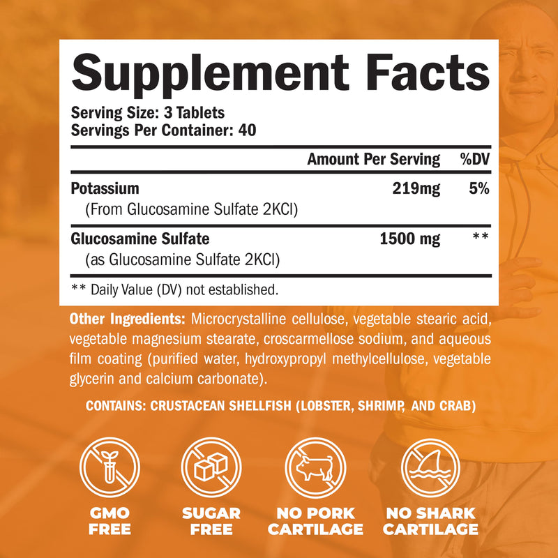 [Australia] - Glucosamine Sulfate 1500mg Joint Support Supplement. Cartilage, Bone & Joint Health. Antioxidant Properties. Aids Inflammatory Response. Occasional Discomfort Relief for Back, Knees & Hands. 120 Count 120 Count (Pack of 1) 