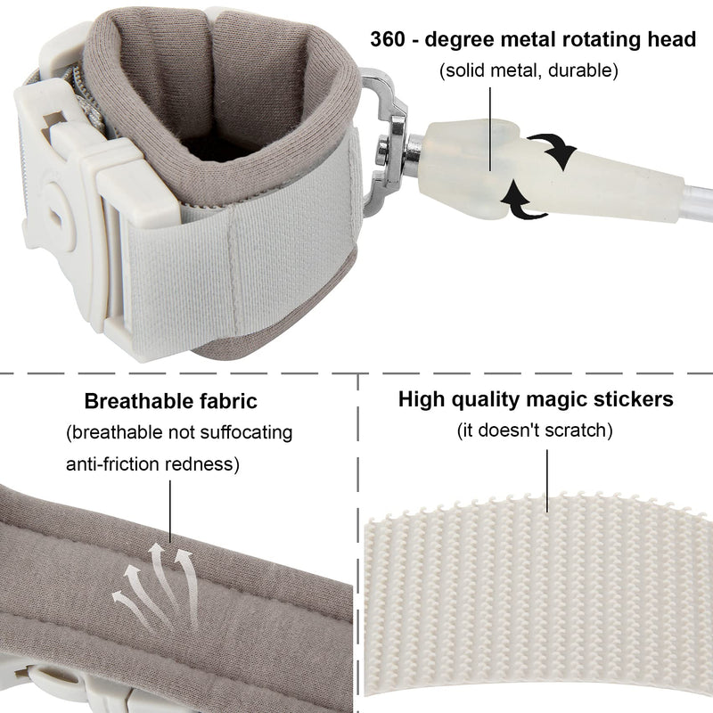 [Australia] - Blisstime Toddler Leash, Kid Leash Anti Lost Wrist Link with Key Lock Upgraded Baby Leash with Safety Wristband Rope for Babies Toddlers Child Kids (6.56ft/2m, Light Gray) 6.56 Foot (Pack of 1) 