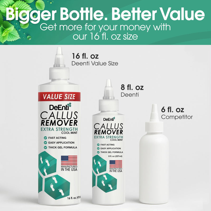 DeEnti Foot Callus Remover Gel, Dead Skin Remover for Feet, 16oz Cool Mint | Extra-strength Cool Mint callus remover gel melts dead, cracked skin for smooth heels, a salon-grade at-home pedicure formula 16 Fl Oz (Pack of 1)