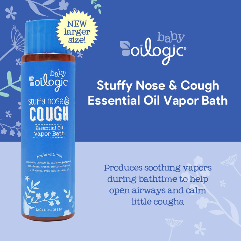 [Australia] - Oilogic Stuffy Nose & Cough Essential Oil Vapor Bath for Babies & Toddlers - Gentle Baby Bath Essentials – Pediatrician-Tested & Safe for Babies, 12.9 Fl Oz Vapor Bath (12.9 Fl Oz) 