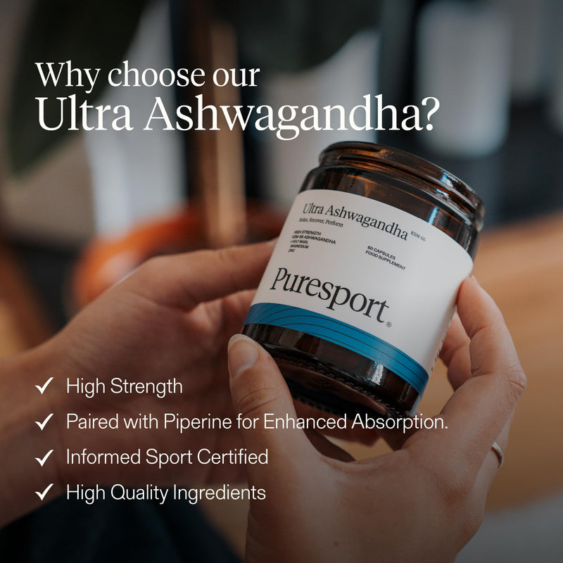 Puresport Ultra Ashwagandha KSM-66 (30 Day Supply), High Strength Supplement with Holy Basil, Magnesium & Zinc, Improves Resilience, Physical Performance, Hormonal Balance and Cognitive Performance
