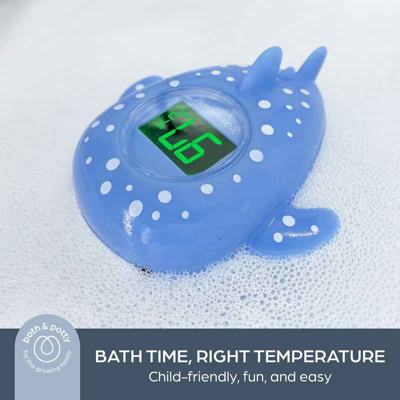 [Australia] - Dreambaby Whale Shark USB Rechargeable Baby Bath Thermometer - Instant Read, Digital Room and Baby Bathtub Water Fun Floating Toy - Newborn Must-Have 