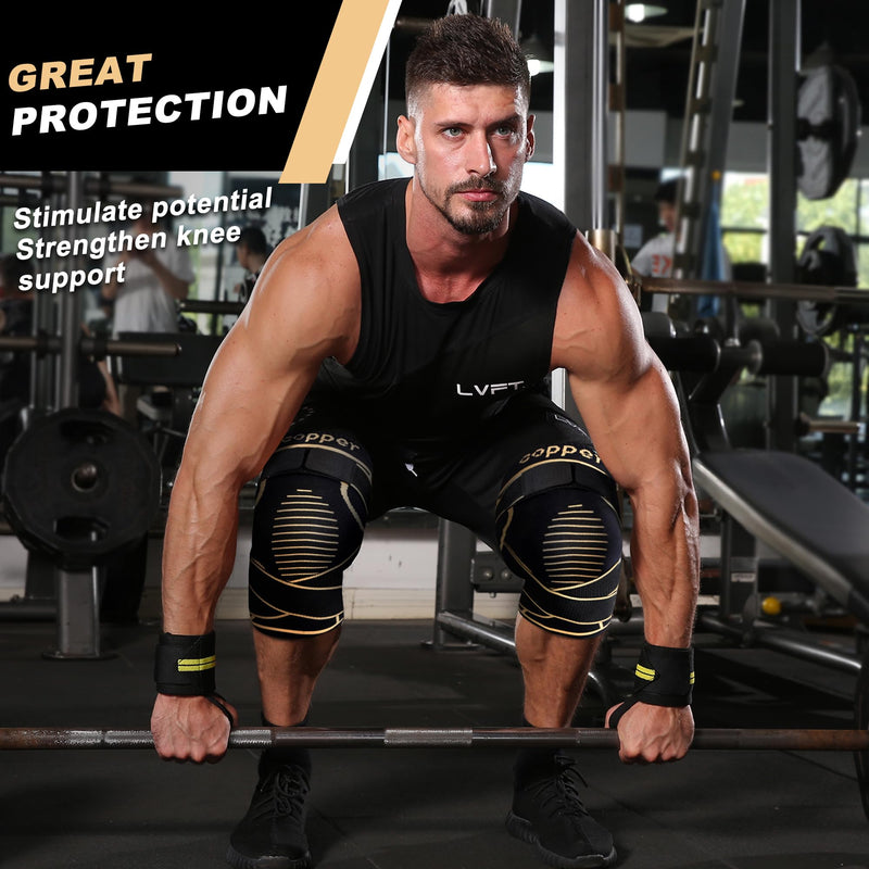 [Australia] - Copper Knee Brace for Women and Men(2 pack)-Knee Compression Sleeve with Straps,Knee Braces for Knee Pain,Knee Support for Arthritis Medium 