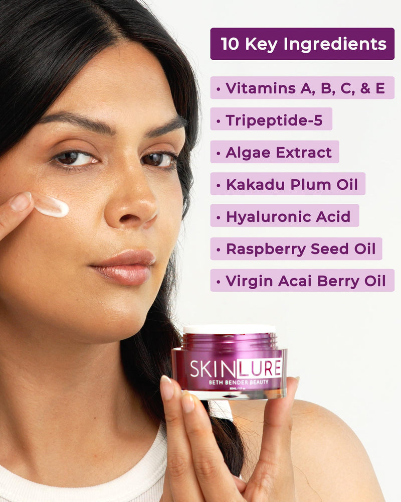 SKINLURE Hydrating Face Moisturizer with Vitamin C & Hyaluronic Acid | Anti Aging Facial Moisturizer for Dry Sensitive Skin | Revive Face Moisturizer w/Algae Extract, Peptides, and Nourishing Oils