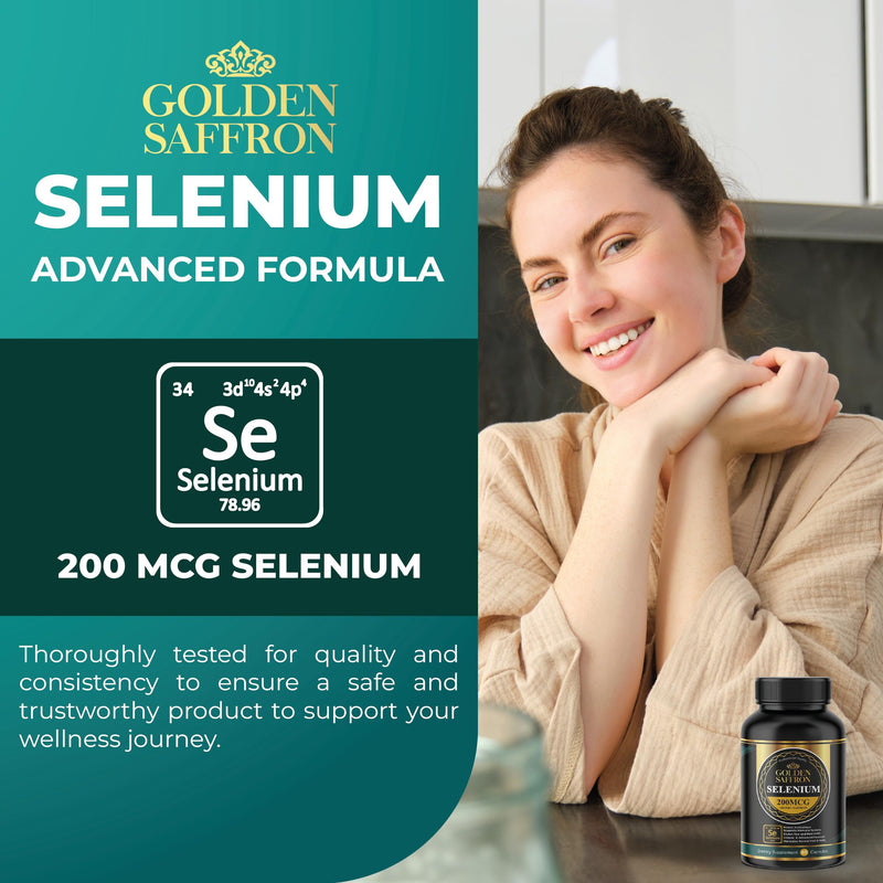 [Australia] - Golden Saffron Selenium (200mcg Selenium & 88.5 mg Saffron Extract) - to Support Overall Health, Non-GMO, Gluten Free, Dairy Free, with Unique and Advanced Formula – Made in USA & Tasteless. 