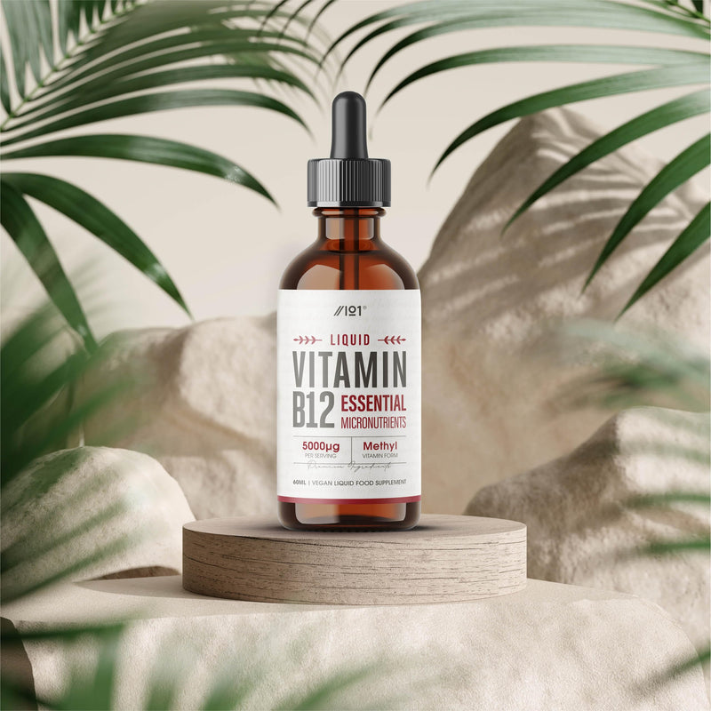 Vitamin B12 Liquid Drops 5000mcg - 60ml (2 Months Supply) - High Strength Methylcobalamin Supplement - Vegan & Vegetarian Friendly - By Alpha01