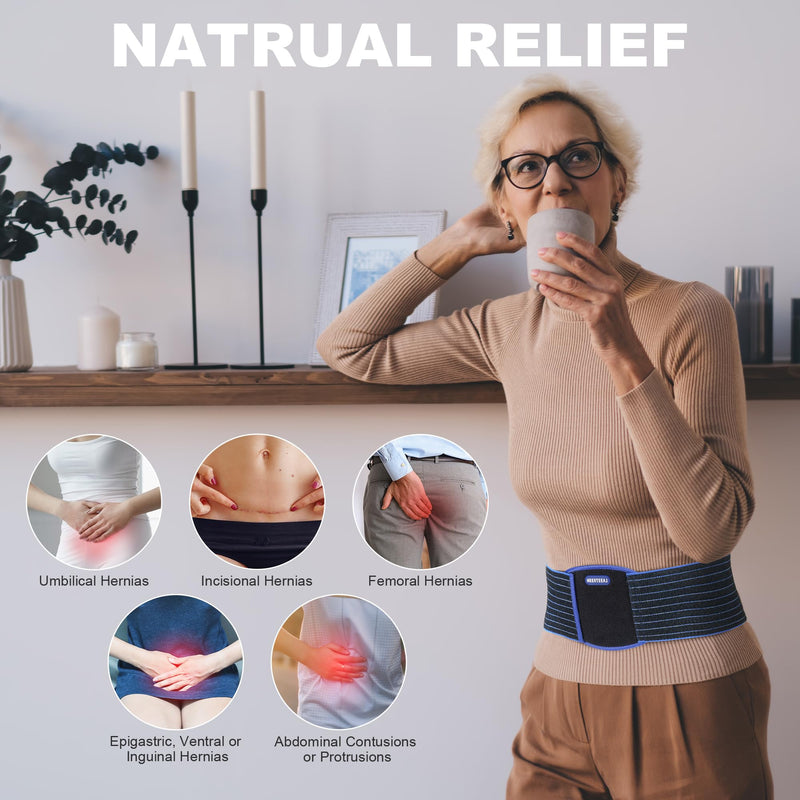 Umbilical Hernia Belt | Abdominal Hernia Belt for Men & Women | Belly Button Umbilical Hernia Binder w/ 1 Hernia Compression Pads | Ventral, Epigastric & Post Surgery Support Belts L