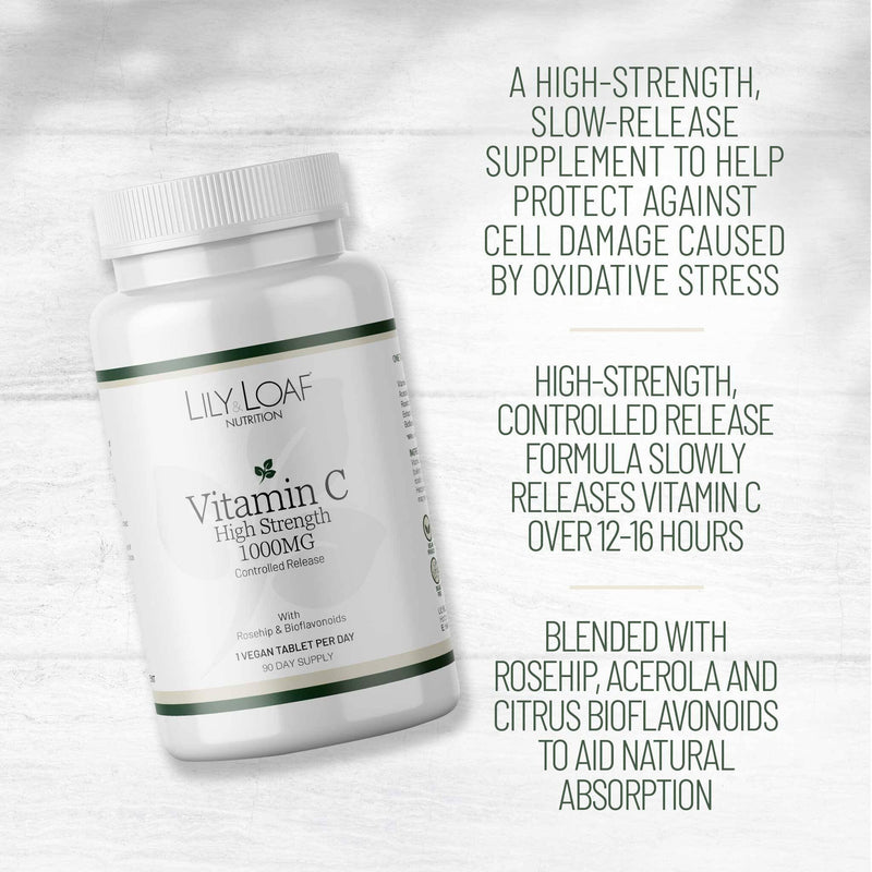 Lily & Loaf Vitamin C High Strength 1,000mg – Controlled Release (90 Tablets)