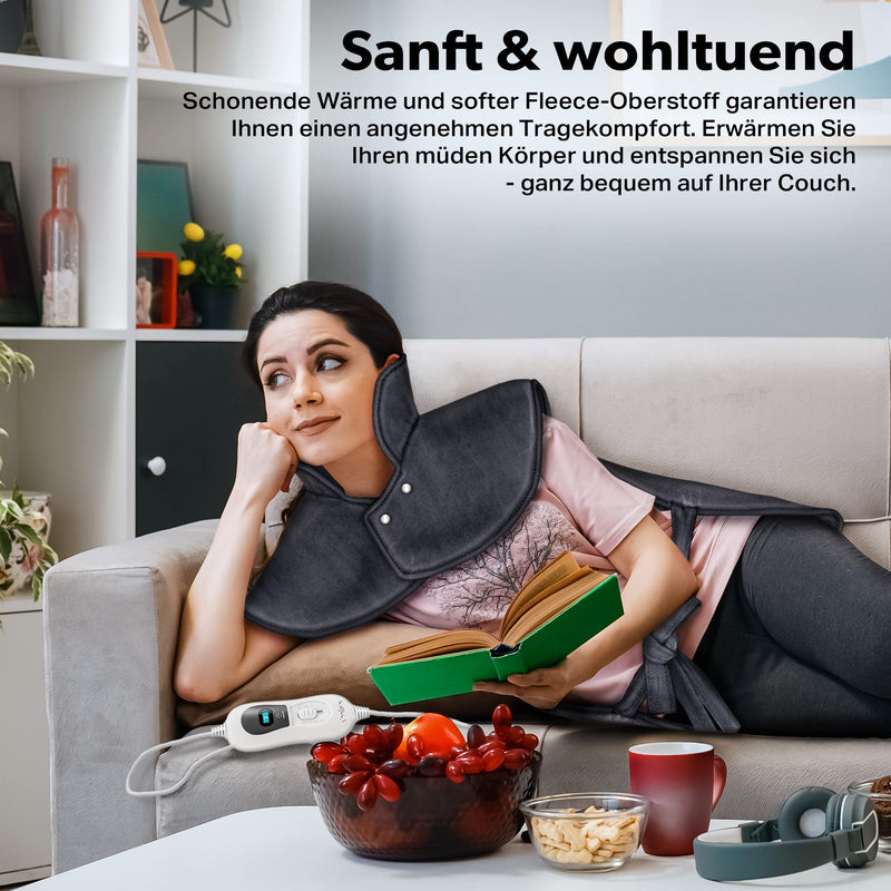 [Australia] - sinnlein heating pad, 60x85cm, electric for back, shoulder, neck | Heat pad with 3 temperature levels & automatic switch-off (anthracite) anthracite 
