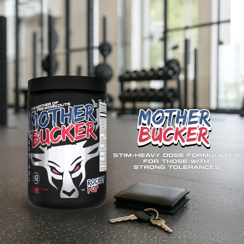Bucked Up Mother Bucker Pre-Workout Powder | Caffeine, Energy & Endurance Blend | Sugar Free, Keto Friendly | No Proprietary Blends | Rocket Pop Flavour | 40 Servings