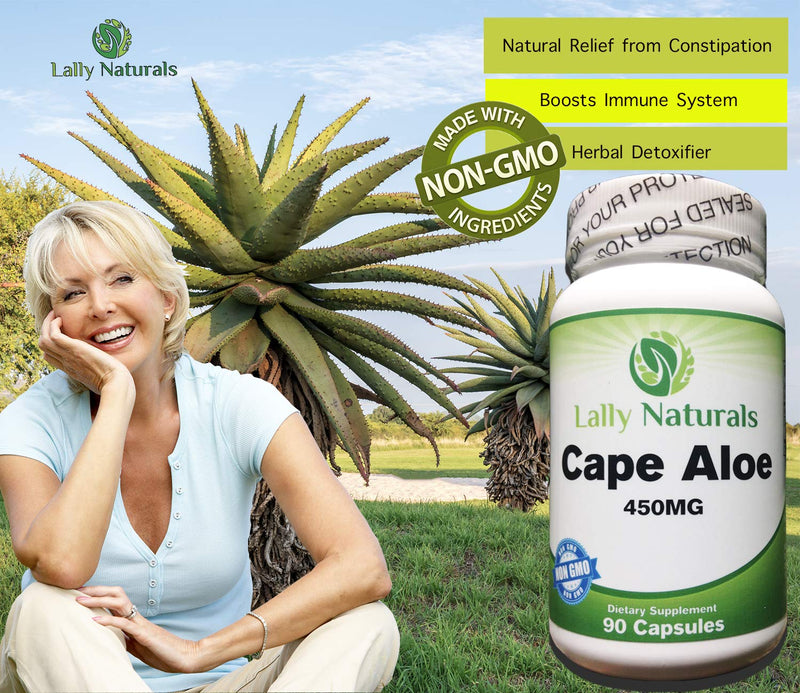 [Australia] - Cape Aloe 450 mg – Detox - Cape Ferox Capsules – Natural Laxative – Non-GMO – African Cape Aloe Pills - Natural Relief – Aloe Ferox Whole Leaf Capsules (90 Capsules) 