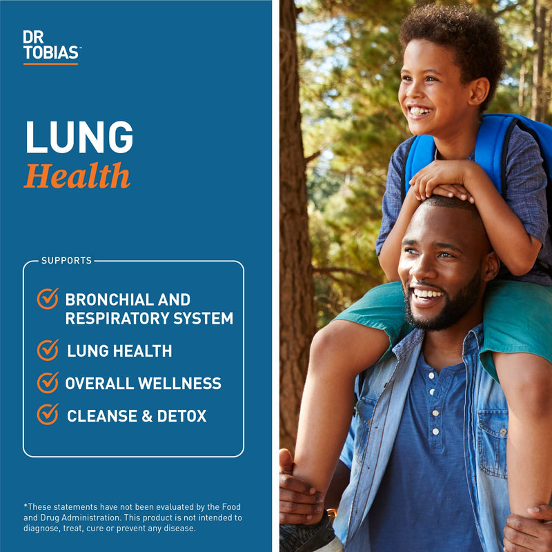 Dr. Tobias Lung Health & Psyllium Daily Supplements, Lung Cleanse & Detox Formula, Supports Healthy Bowel Movements with Psyllium Husk, Vitamin C, Butterbur, Quercetin, Daily Fiber and Lung Supplement