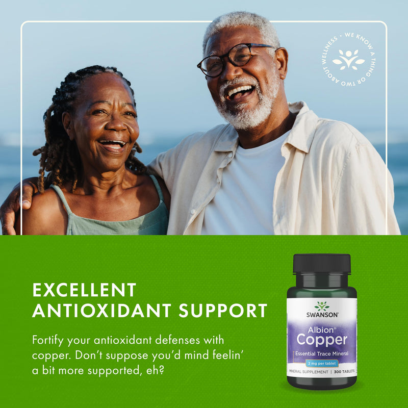 [Australia] - Swanson Copper Antioxidant Immune System Red Blood Cell Support Mineral Supplement (Copper chelate) 2 mg 300 Tabs (3 Pack) 300 Count (Pack of 3) 