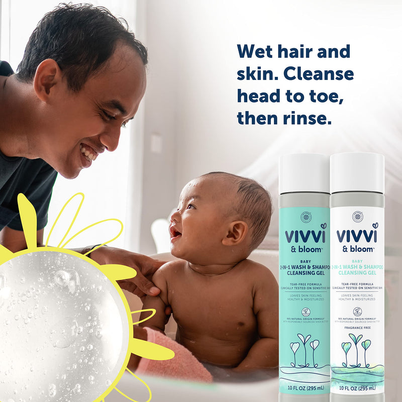 [Australia] - Vivvi & Bloom Gentle 2-in-1 Baby Wash & Shampoo Cleansing Gel, Leaves Sensitive Skin Feeling Healthy & Moisturized, Tear-Free, Formulated Without sulfates, paraben, and Dyes, 10 fl. Oz Fragrance Cleanser 