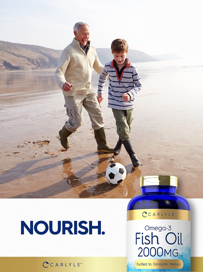 Carlyle Fish Oil Supplements | 2000mg | 320 Softgels | EPA & DHA | 600mg Total Omega-3 | Non-GMO, Gluten Free Pills