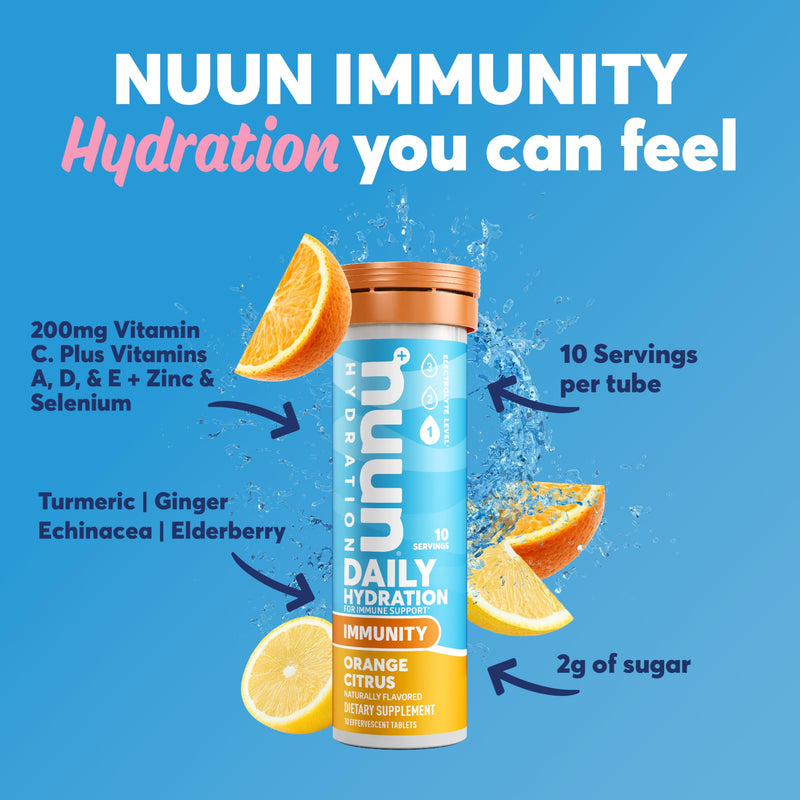 [Australia] - Nuun Hydration Immunity Electrolyte Tablets With 200mg Vitamin C, Orange Citrus, 8 Pack (80 Servings) 10 Count (Pack of 8) 