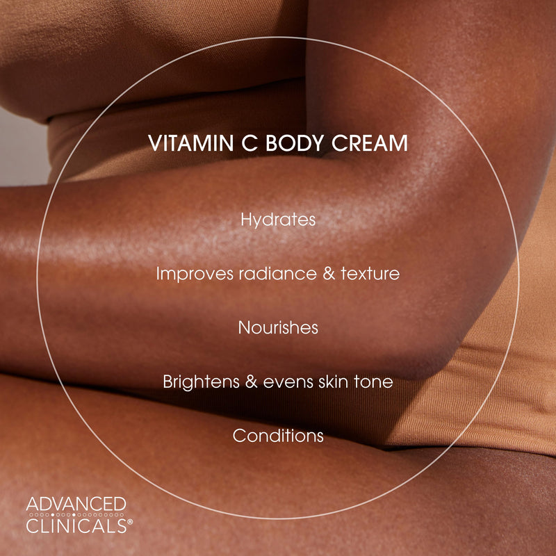 Advanced Clinicals Vitamin C Cream Visibly Brightening Body Lotion | Vitamin C Moisturizer Skin Care Body Cream For Women & Men Visibly Improves Look Of Dark Spots & Uneven Skin Tone, W/Travel Size Vitamin C Brightening Cream