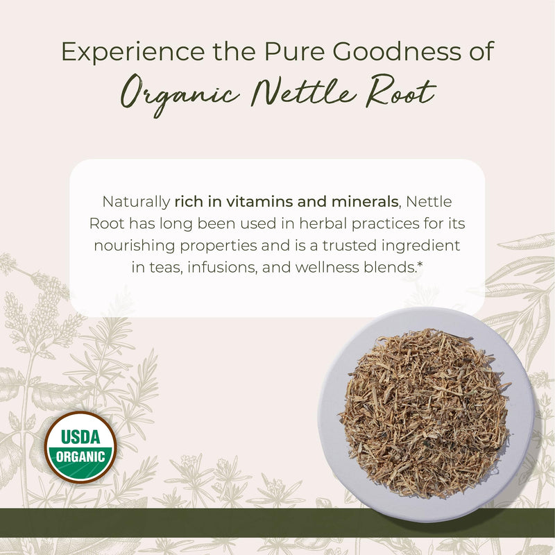 [Australia] - Starwest Botanicals Nettle Root Organic - Dried Stinging Nettle Root, Loose Leaf Herb for Tea, Soups, Stews, & Broths, Urtica Dioica, Cut & Sifted, Certified Kosher, Non-GMO - 4 oz Pouch 