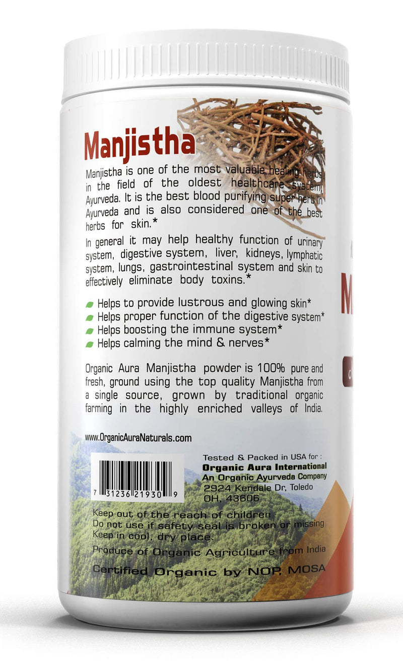[Australia] - Premium Pure Manjistha Powder 16Oz -1Lb. USDA Certified. 100% All Natural, Fresh and Pure. No GMO. Gluten Free. 
