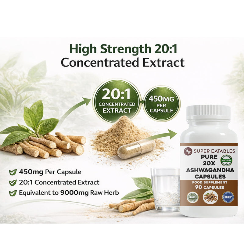 Ashwagandha 450mg Capsules, 90 Vegan Capsules (45 Day Supply), High Strength Ashwagandha Root Extract Supplement, Adaptogenic Herbal Support for Stress, Energy & Daily Wellness, Vegan & Non-GMO