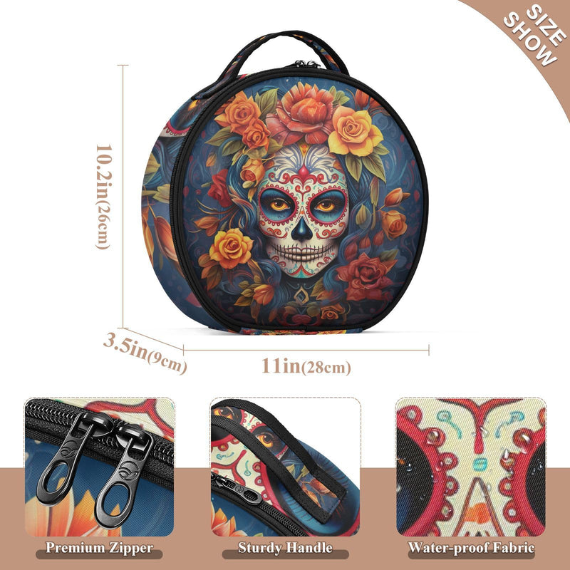 ALAZA Dia Muertos Mexican Day Of The Dead Girl Sugar Skull Travel Makeup Case, Portable Artist Makeup Storage Bag multicolor01