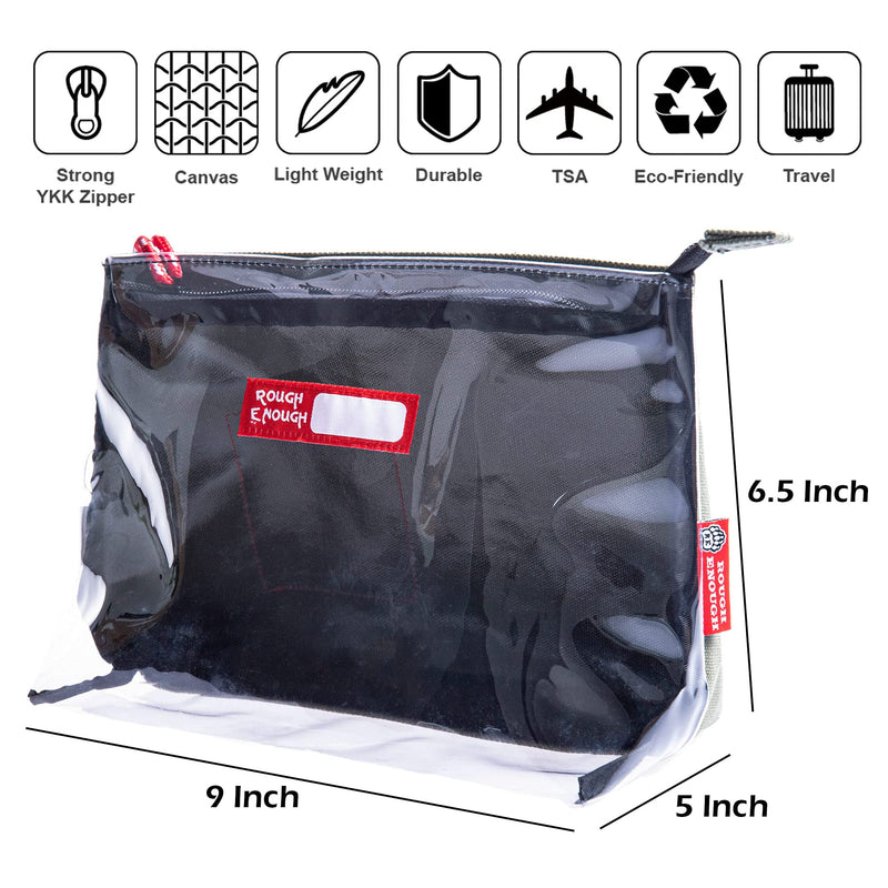 Rough Enough Clear Toiletry Bags for Women Men Bundle Set