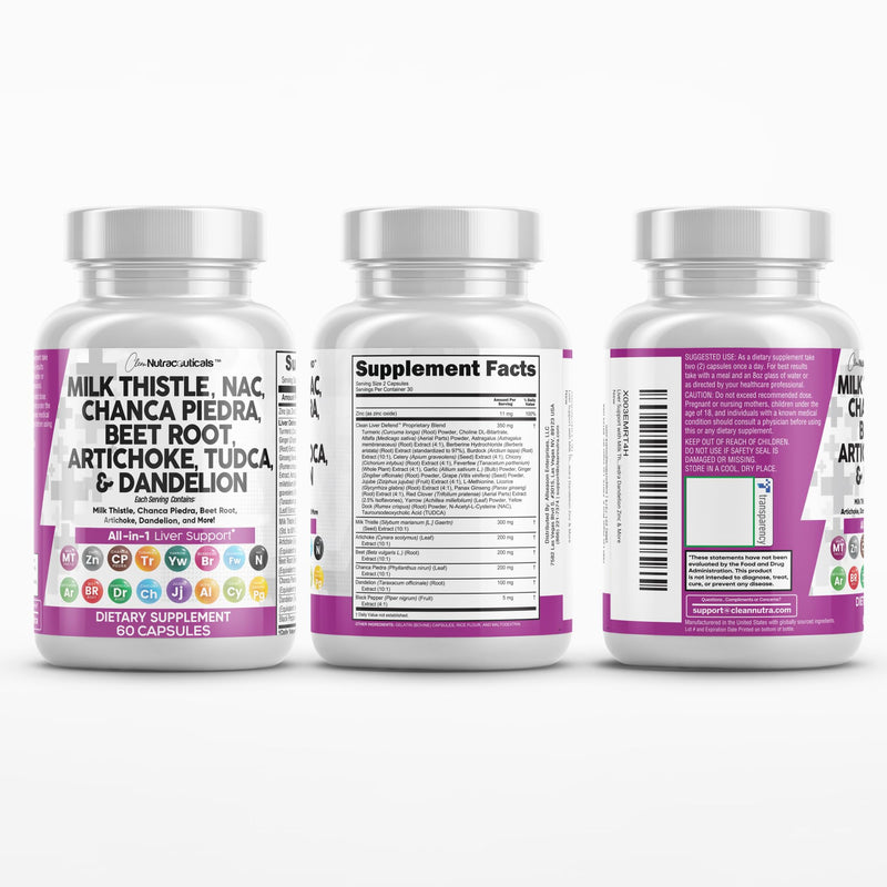 [Australia] - Clean Nutraceuticals Milk Thistle NAC Chanca Piedra Beet Root Artichoke Dandelion Root - Liver Cleanse Detox & Repair Supplement Plus TUDCA Choline & Ginger 60 Count 1 