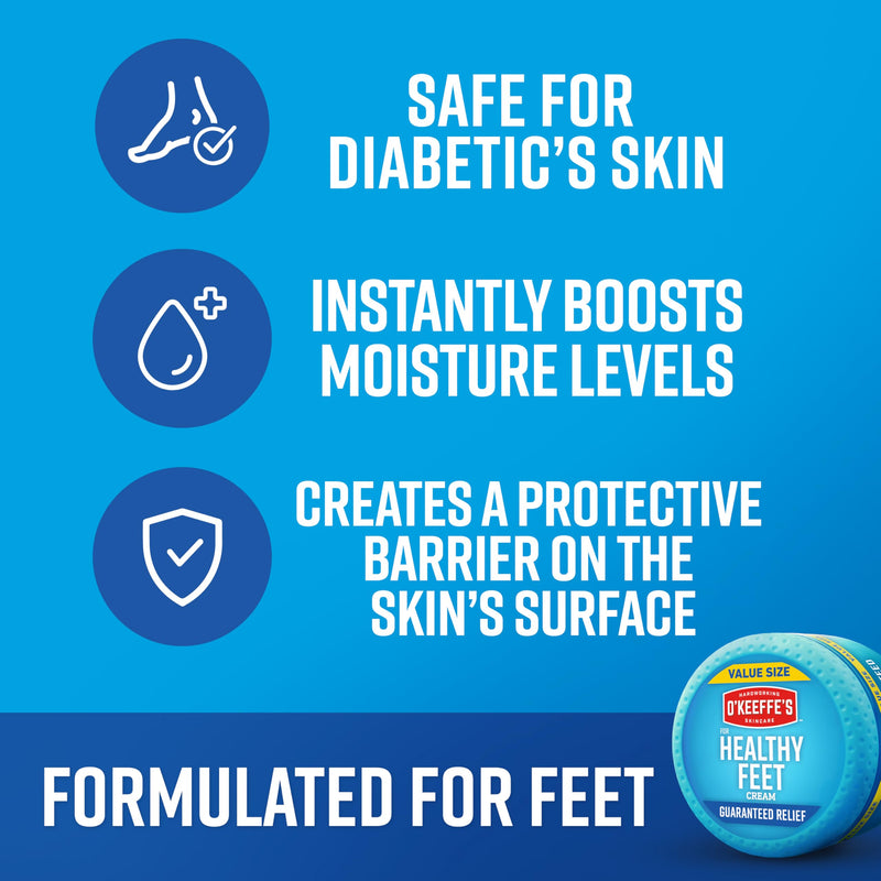 O'Keeffe's for Healthy Feet Foot Cream, 6.4 oz Jar, 2-Pack, Non-Greasy | Repairs Extremely Cracked, Dry Feet, Hypoallergenic, Unscented, Instantly Boosts and Retains Moisture Levels 6.4 Ounce (Pack of 2)