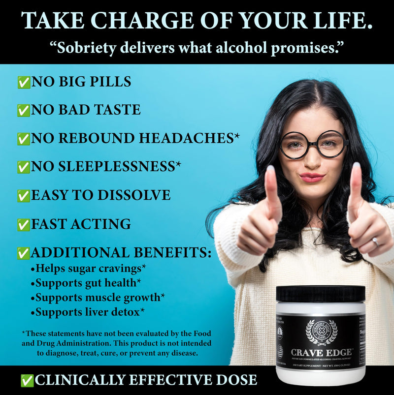 [Australia] - Crave Edge Alcohol Craving Support | Physician-Formulated | Anti Alcohol Replacement Drink | Stop Drinking Alcohol | Liver Detox | Fast Acting | No Big Pills or Bad Taste | 150G Powder-30 Servings 