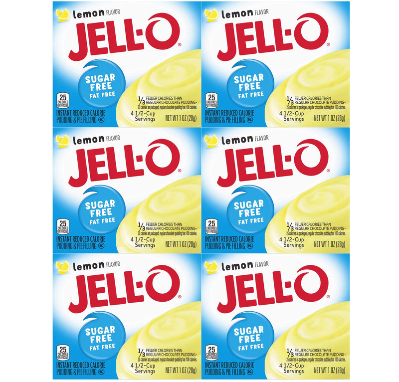 Jell-O Sugar Free Lemon Instant Reduced Calorie Pudding and Pie Filling, 28 g (Pack of 6)