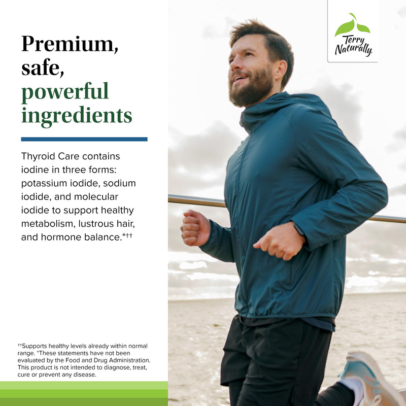 [Australia] - Terry Naturally Thyroid Care Plus - Supplement to Aid Thyroid - Dietary Supplement for Energy & Healthy Hair Support - Supplement with L-Tyrosine & Selenium - 120 Capsules 120 Count (Pack of 1) 