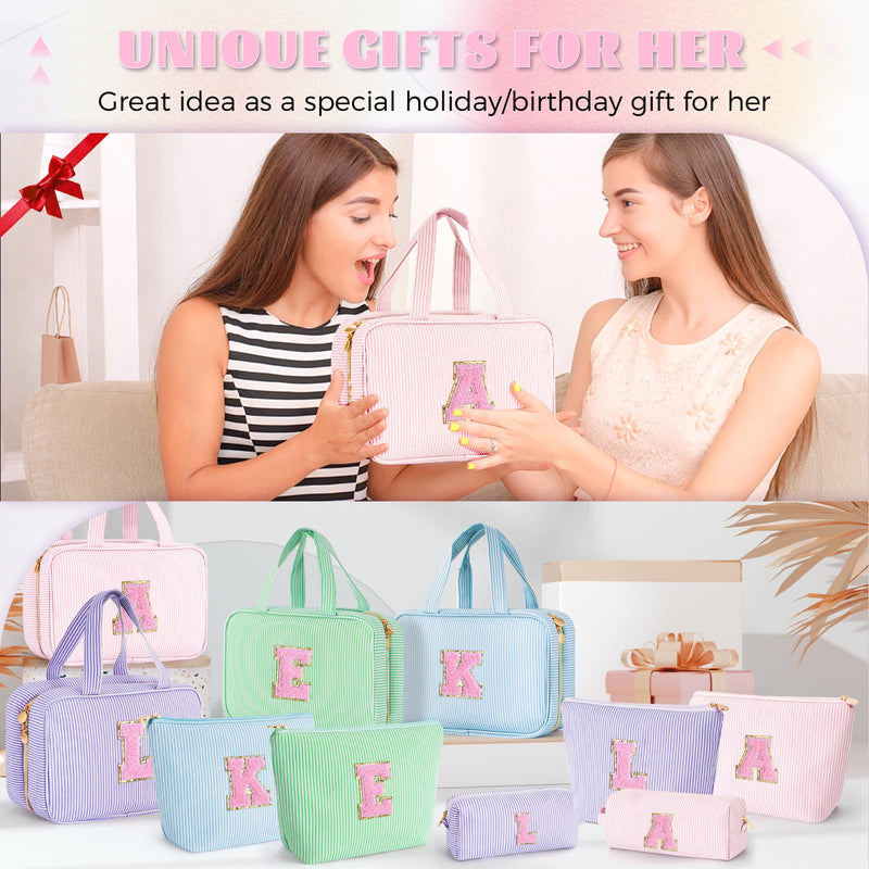 Gifts for Teen Girls Women - Personalized Toiletry Bag Initial Makeup Bag | Travel Cosmetic Bag | 8 9 10 11 12 13 14 15 16 Years Old Girl Gift Trendy Stuff - Pink Q