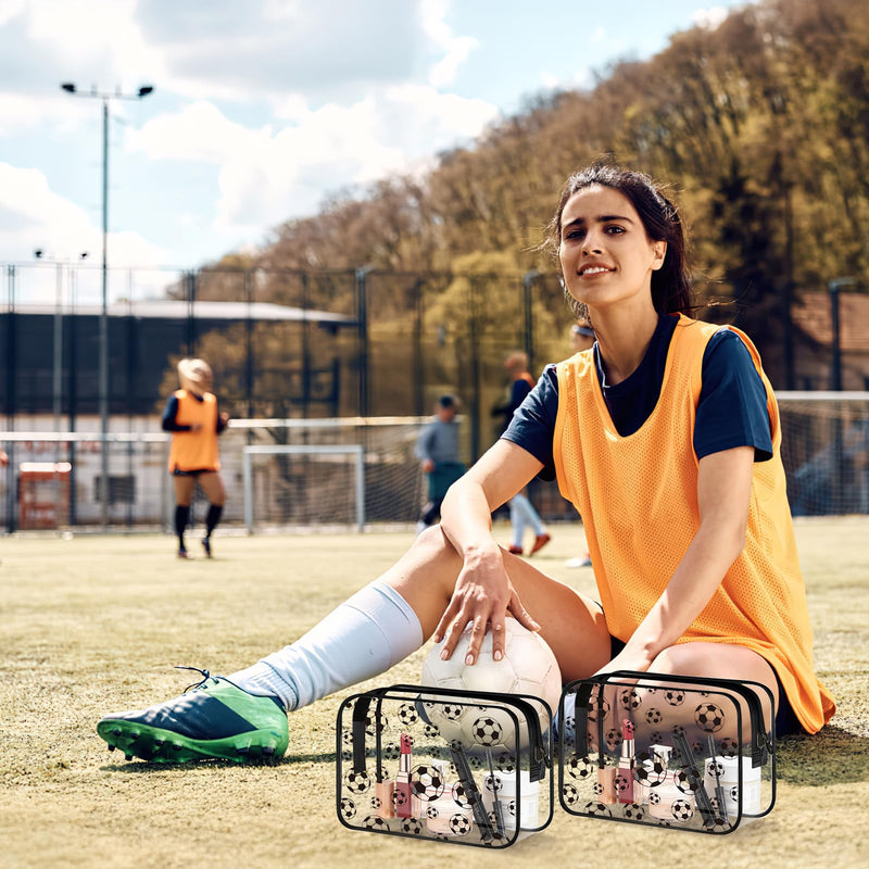 20 Pcs Soccer Clear Makeup Bags Bulk, PVC Zipper Cosmetic Pouches | Waterproof Travel Bags for Soccer Teams, Sports Party Favors, Goodie Bags, Toiletries and Small Gifts,7.9 x 5.9 x 2.4 Inch