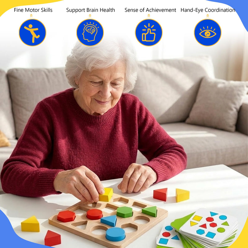 Wooden Dementia Games for Adults, Memory Aids & Brain Training, Dementia Puzzles, Fidget Toys & Hand Games for Elderly, Cognitive Activities, Memory Card Game, Dementia Gifts